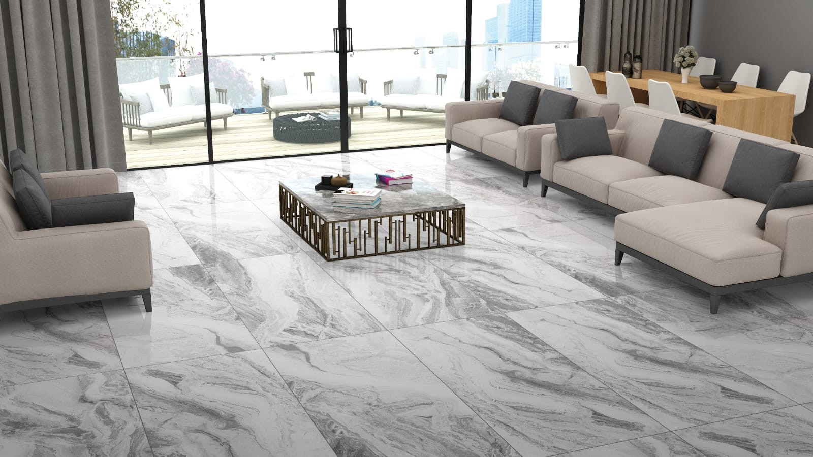Showroom NS Carrelages D-Stocks - carrelage marbré grand format et mobilier design